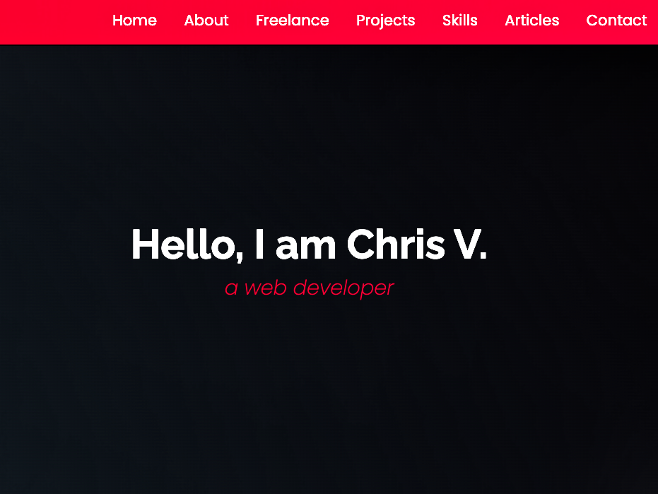 Screen shot of web development projects portfolio website at GitHub